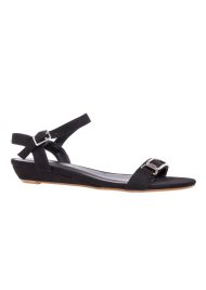 low wedge halter back sandal black