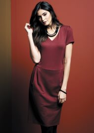 V neck pocket dress burgundy