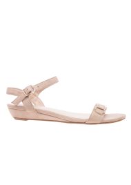 low wedge halter back sandal beige