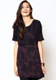 printed short sleeve tunic dress berry