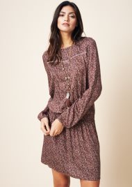 ditsy print smock dress mocha