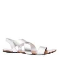 metallic flat halter back sandal silver