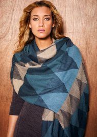 geo print scarf grey/beige