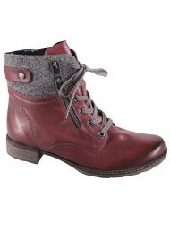 lace up & zip ankle boot bordo