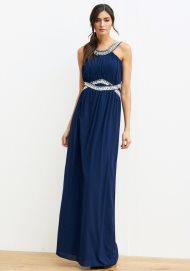 chiffon beaded maxi dress navy