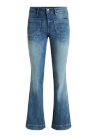 patch pocket 70's flare 36 leg mid blue
