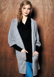 long line pocket cardi grey