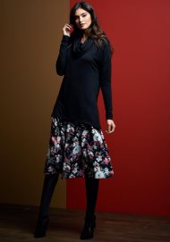 autumn flowers midi skirt black
