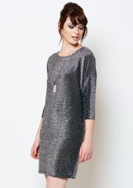 stretch shimmer tunic silver