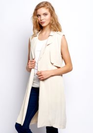 long line sleeveless jacket natural