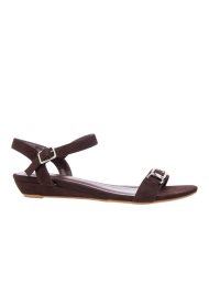low wedge halter back sandal brown