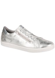 crushed metallic look trainer silver