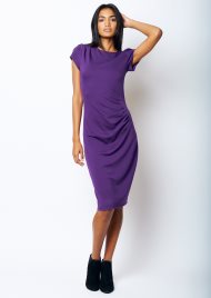 side gathers dress purple