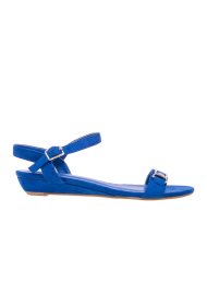 low wedge halter back sandal blue