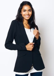 gathered sleeve blazer black