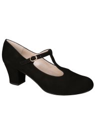 suede T bar shoe black