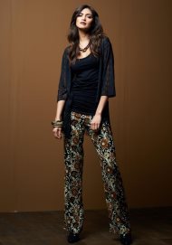 vintage print bootleg trouser black/tan