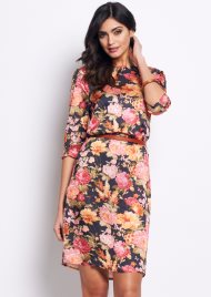 blooms shift tunic dress black/peach