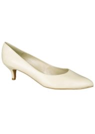 leather kitten heel court cream