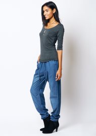 denim cuffed pant mid blue