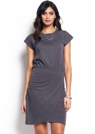 mock wrap dress dark grey marl