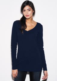 rib v neck top navy