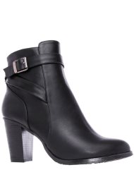 heeled cross strap ankle boot black