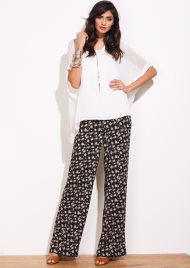 ditsy print wide leg trouser 36" leg black