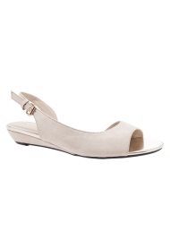 wedge halter back peep toe beige