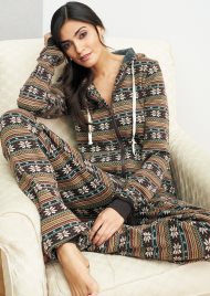 nordic print onesie brown