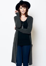 long line pocket knit dark grey