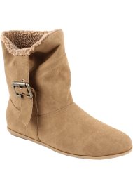 fleece lined buckle trim ankle boot camel