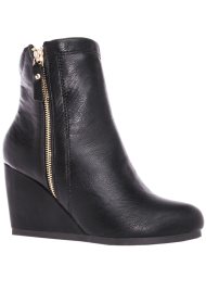 wedge zip ankle boot black