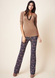 ditsy print flare pant 36 leg navy