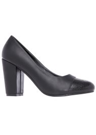 toe cap block heeled court black