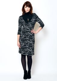 flowers & stripe crossover dress black