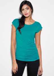 side gathers top teal