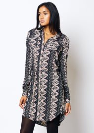 vintage print shirt dress black