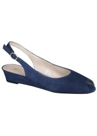 wedge sling back peep toe blue