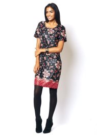 border print dress black