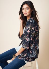 birds & butterflies kimono black