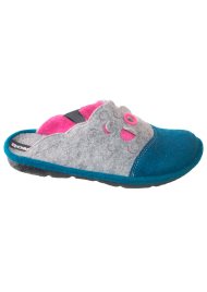 flower cut out slipper grey/teal