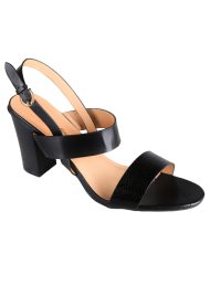 block heel snake strap sandal black