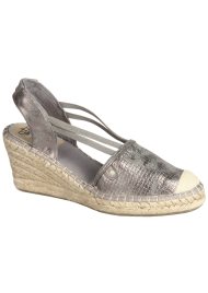 metallic wedge espadrille pewter