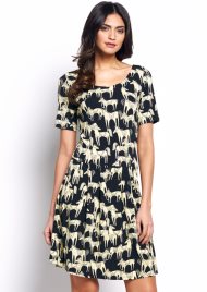 horse print jersey dress black