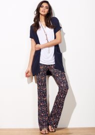 ditsy print flare pant 36 leg navy
