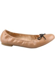 contrast trim elastic edge ballerina tan