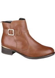 gold trim ankle boot tan