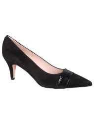 snake trim suede court black