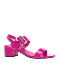 patent buckle trim sandal hot pink